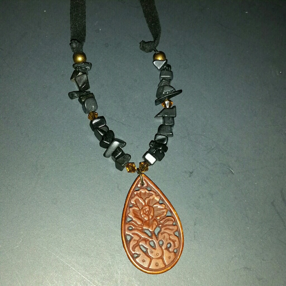 Wooden black beaded stones